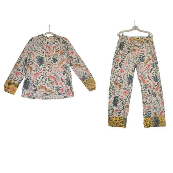 Anthropologie Other - Anthropologie x Kelly Louise Judd Fable Flannel Pajama Set Floral White Multi M